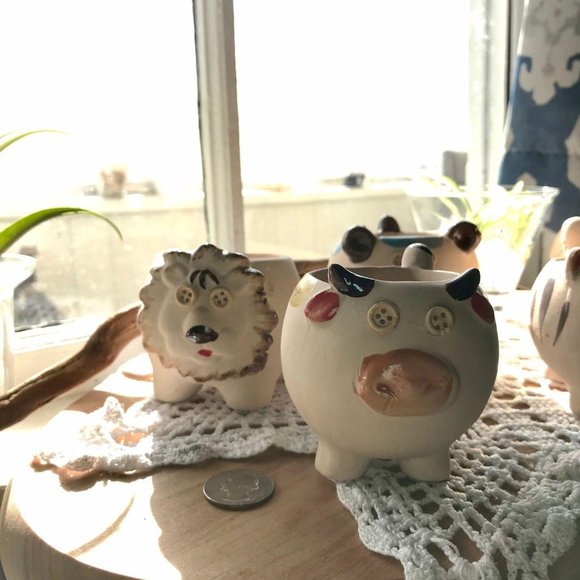 Clay Animal Planters with Button Eyes ~ Handmade - Picture 2 of 10